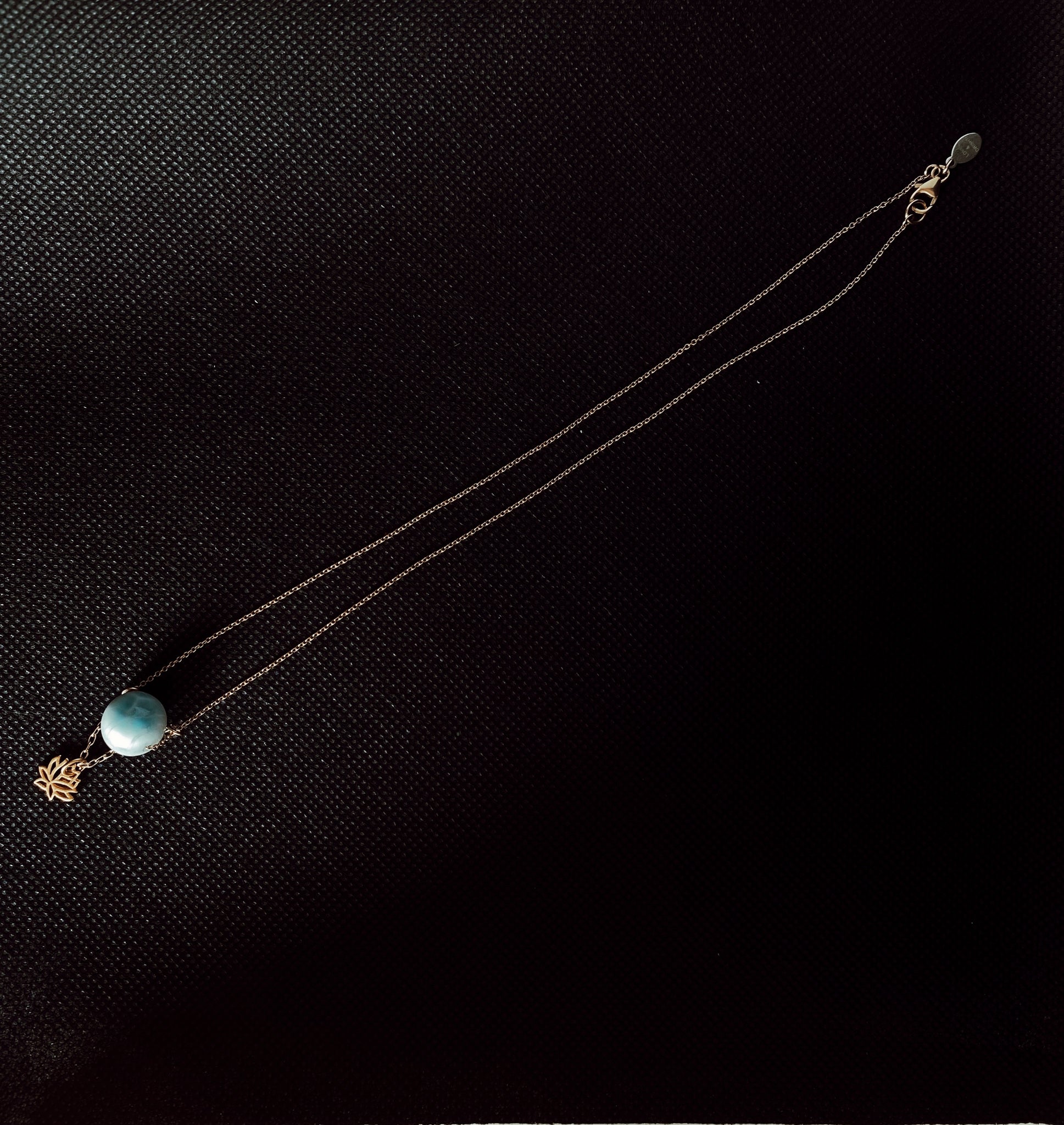 Larimar Necklace with Lotus Charm