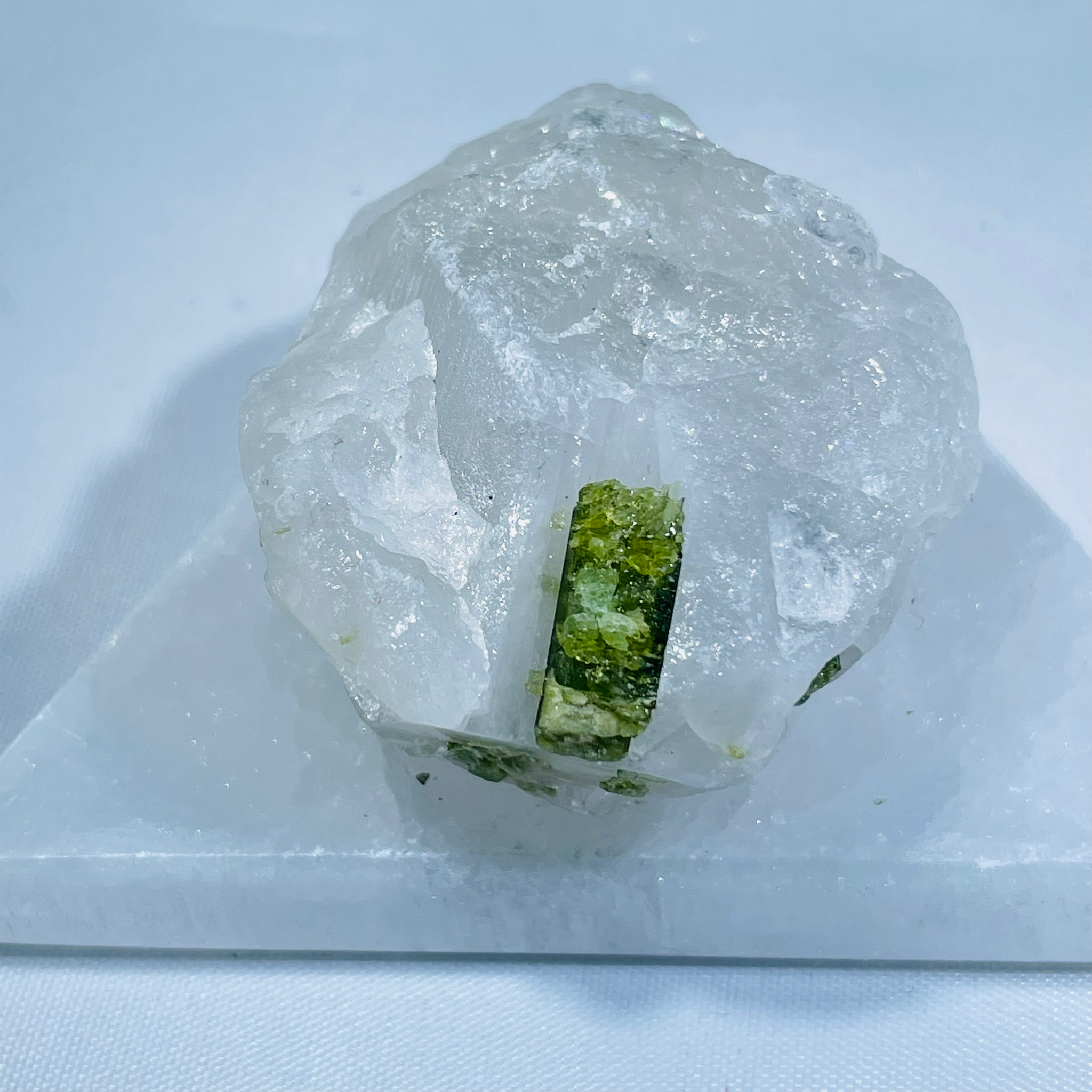 Green Tourmaline in Quartz Matrix Raw Crystal Healing Collective