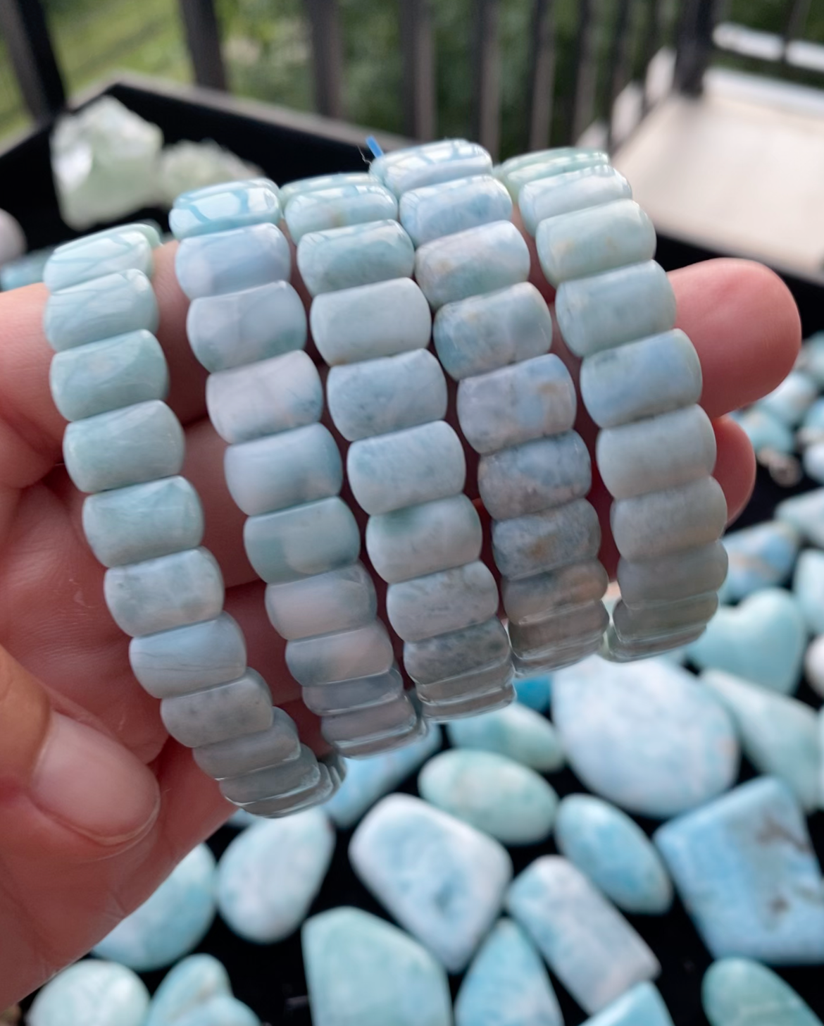 Larimar Natural Gemstone - rectangle bead