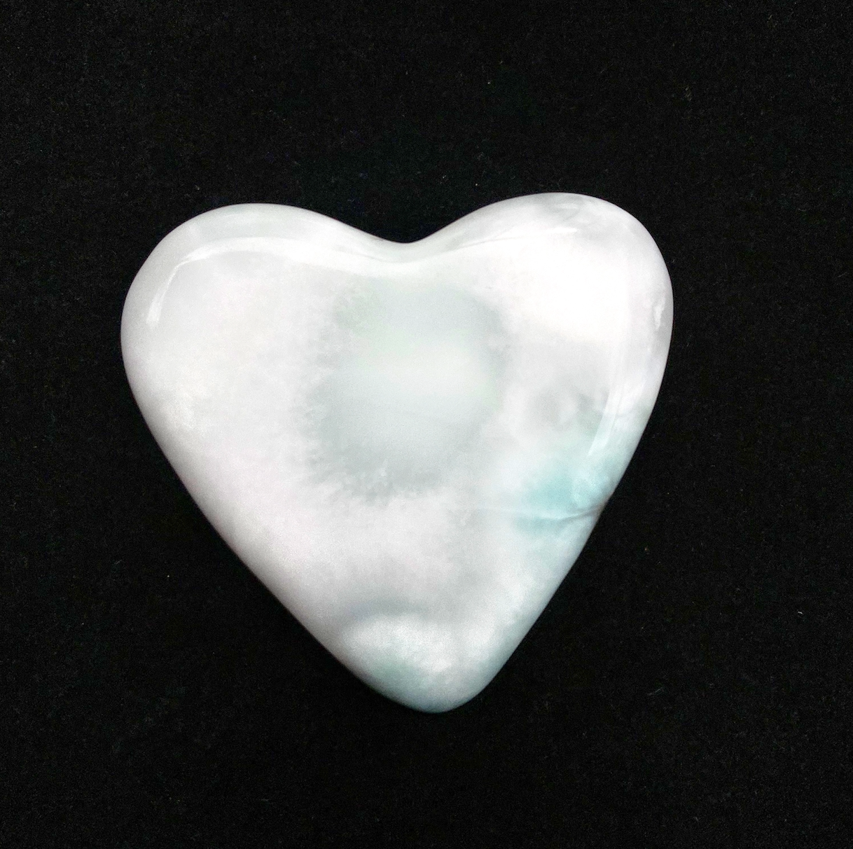 Larimar Heart Meditation Crystal - large, flat back