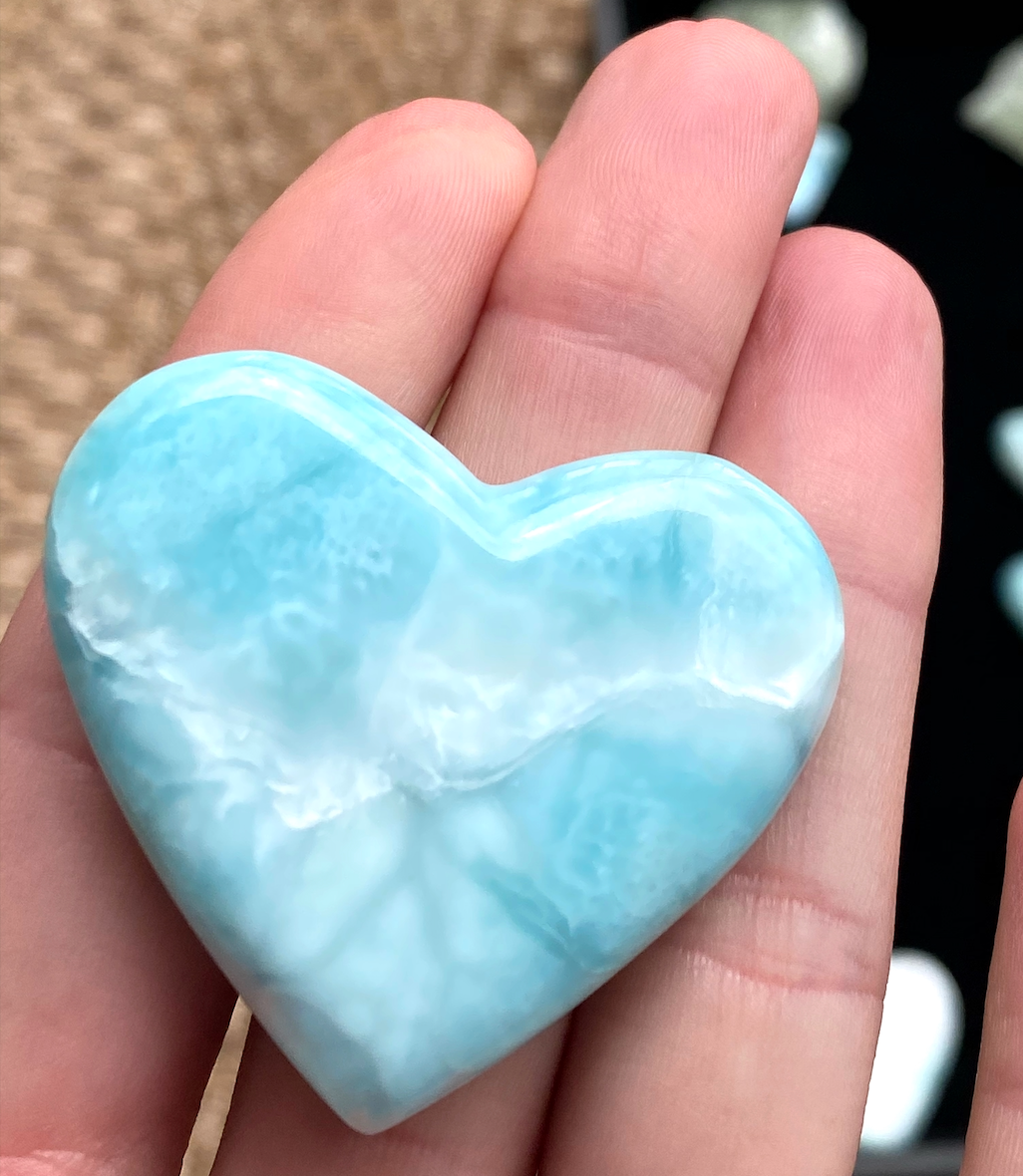 Larimar Heart Meditation Crystal - large, round