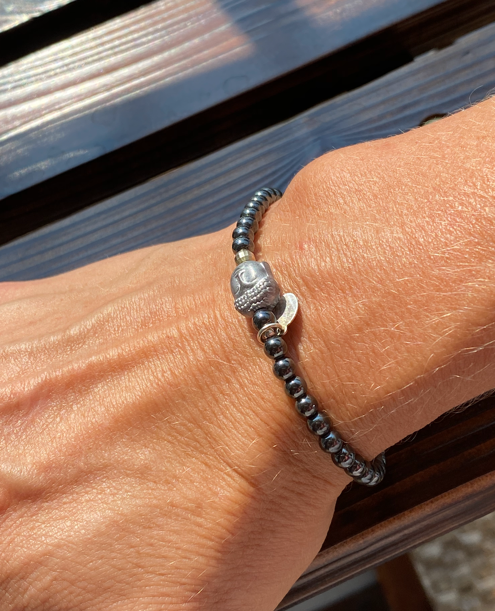 Hematite Bracelet with Buddha Charm