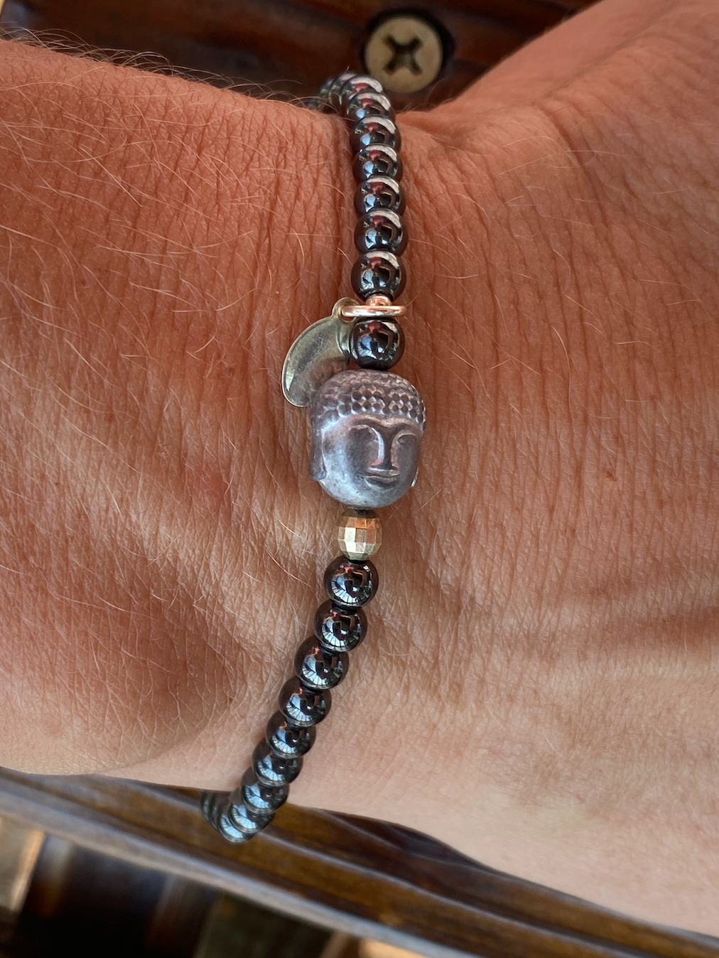 Hematite Bracelet with Buddha Charm