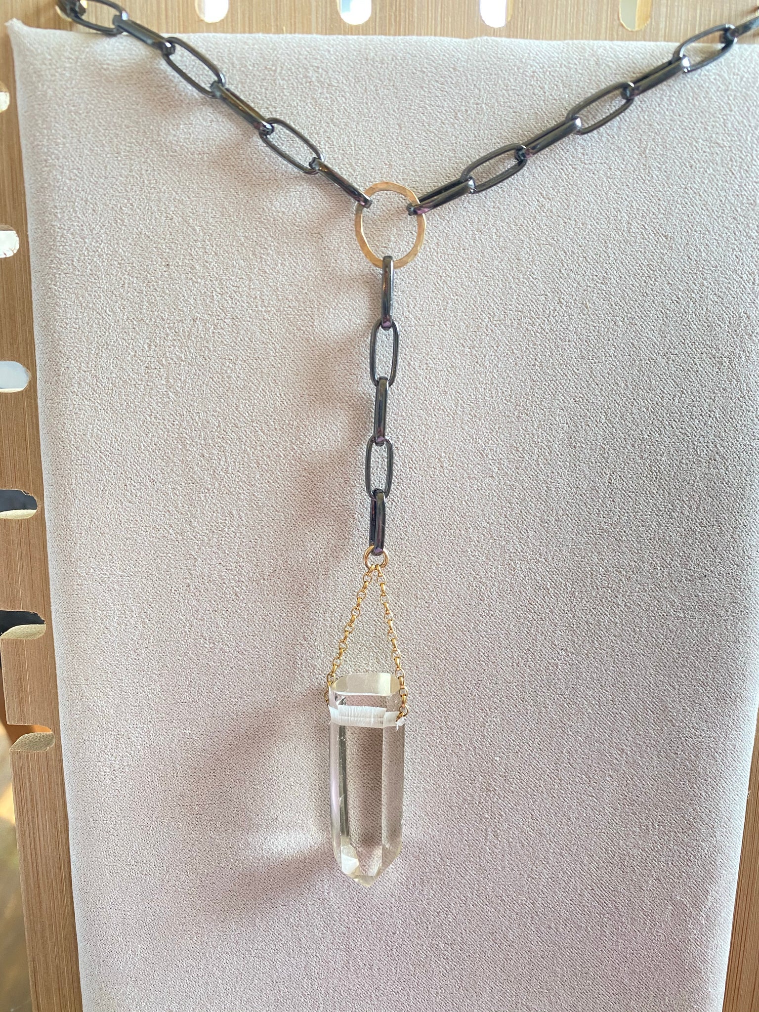 Citrine Pendant with Gun Metal Platted Brass