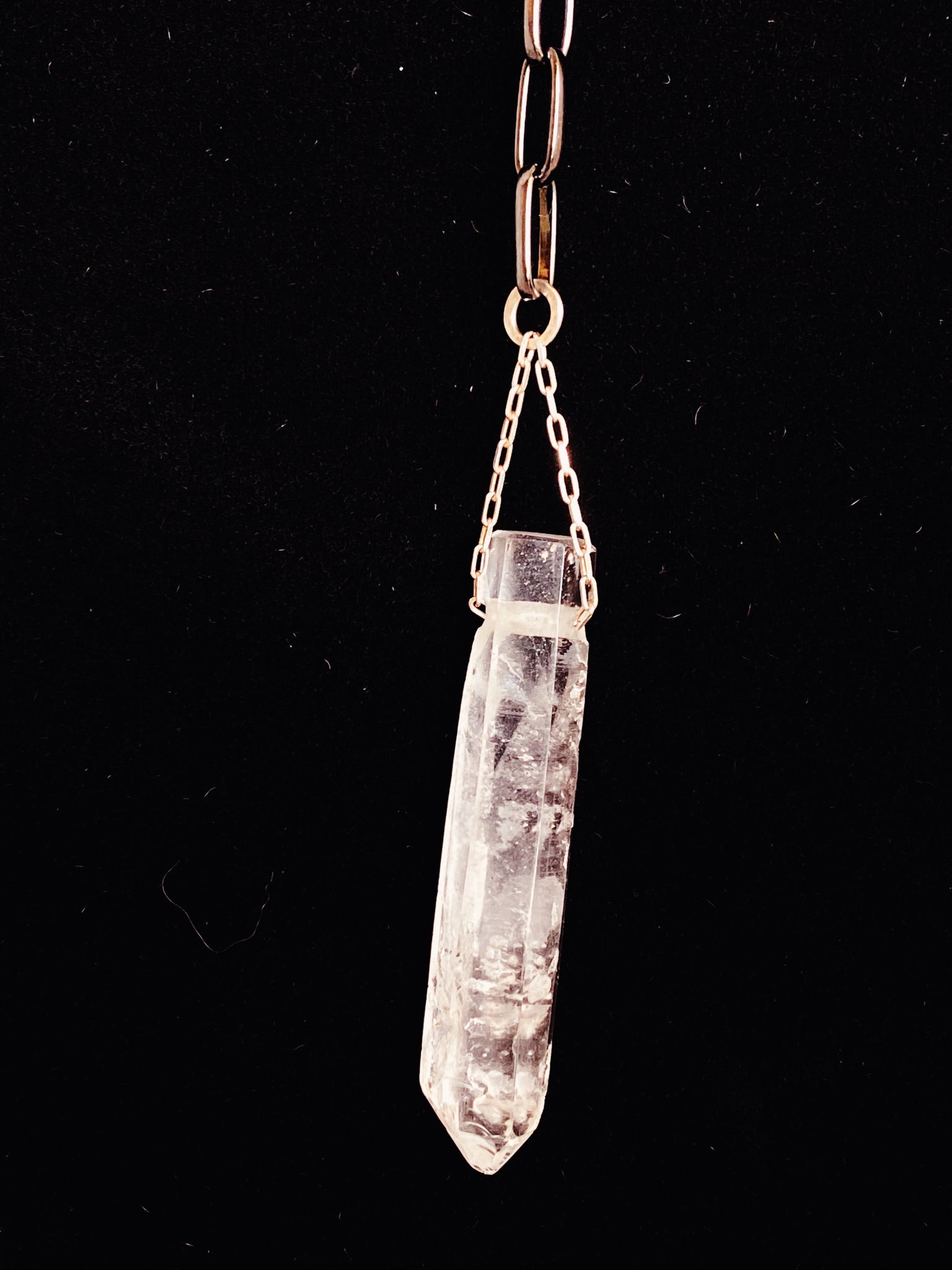 Clear Quartz and Oxidized Sterling Silver Necklace