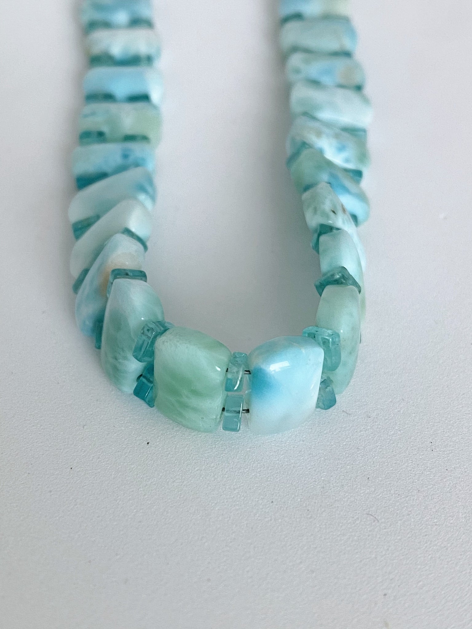 Larimar + Apatite Choker Necklace - rectangle beads