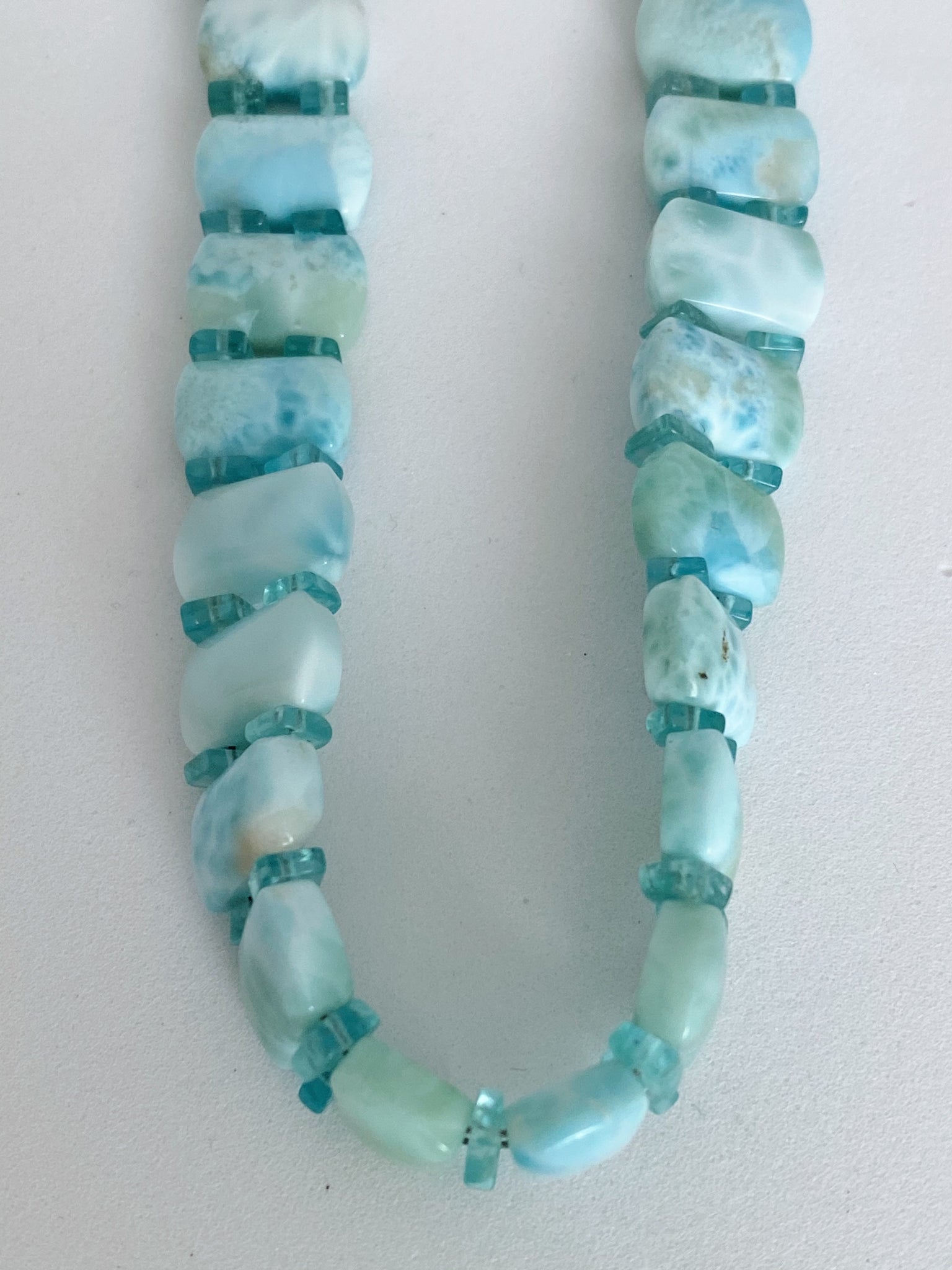 Larimar + Apatite Choker Necklace - rectangle beads