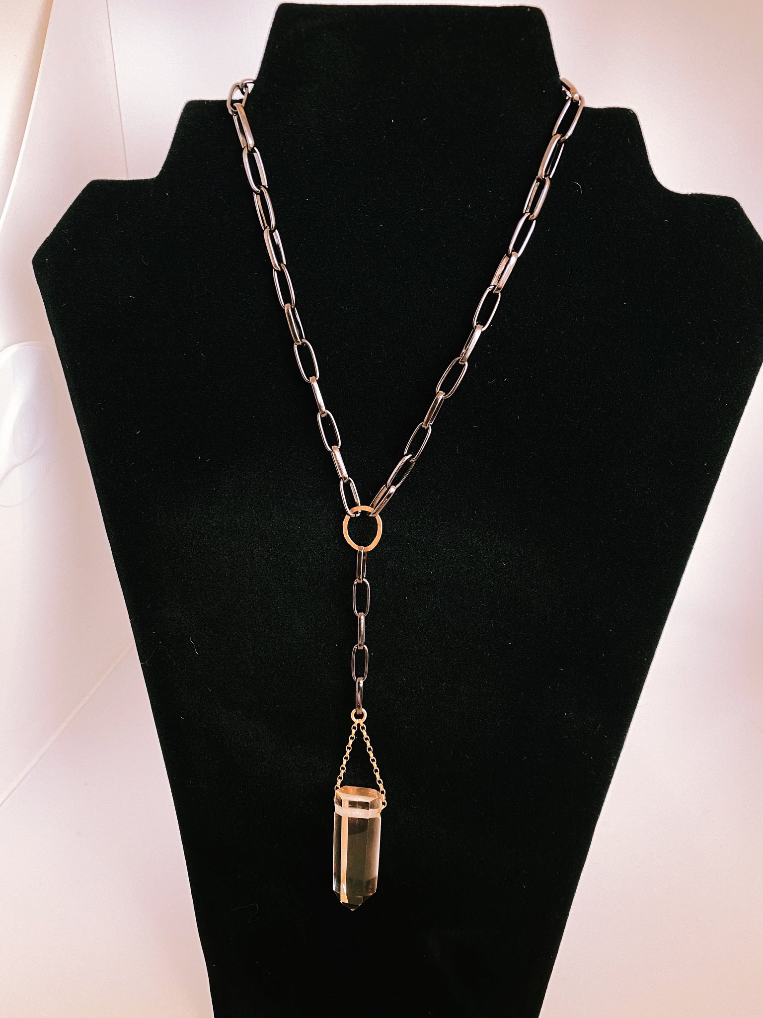 Citrine Pendant with Gun Metal Platted Brass